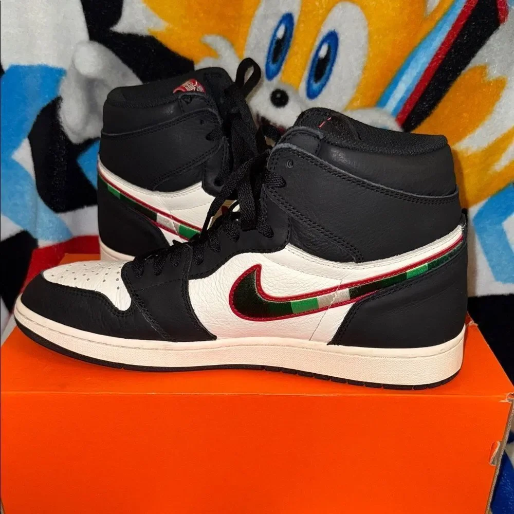 Air Jordan retro 1 Shoes Black White Red Green